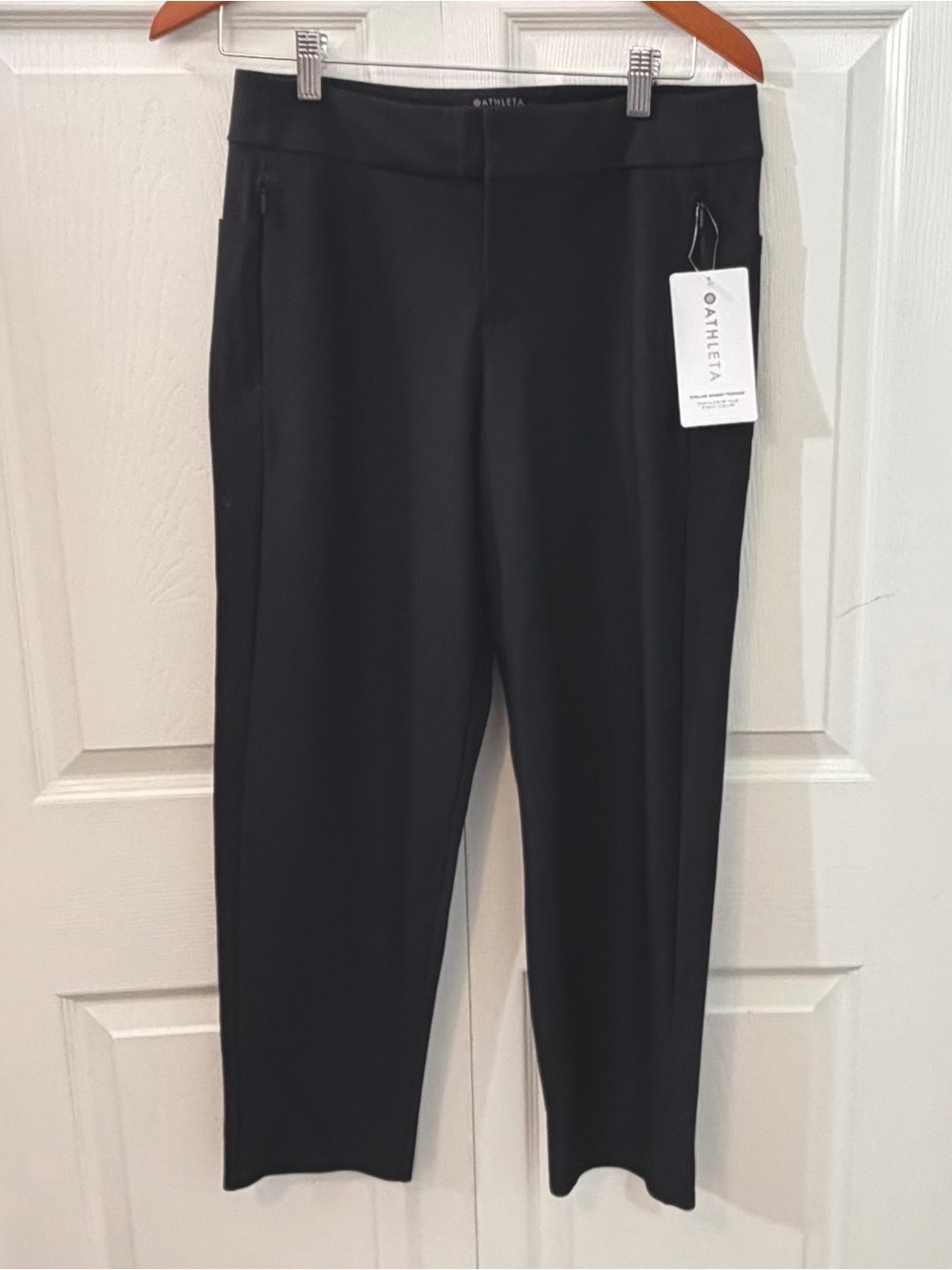 Athleta Stellar Skinny Trouser Pants Black Size 10 Petite NWT Stretch Ankle